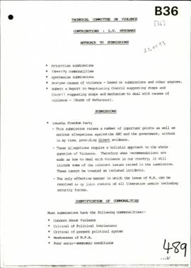 LV Ntsubane – Technical Committee on Violence, Approach to Submissions