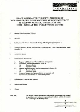 Draft Agenda for fifth meeting and Minutes for fifth meeting