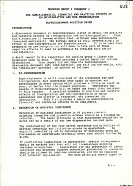 Bophuthatswana Government: Administrative, practical and legal effects of reincorporation and non...