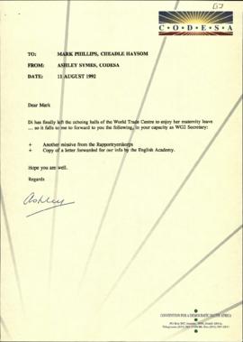 Fax to Mark Phillips Re: Submissions for Working Group