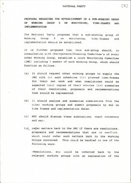 National Party Proposal regarding the establishment of a sub-working group of WG5 on monitoring, ...