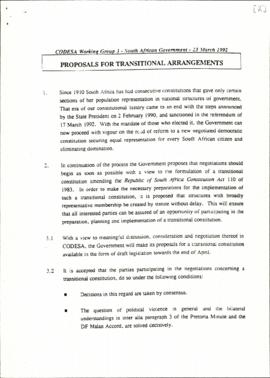 SA Government: Proposals for transitional arrangements