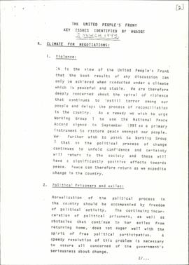 United Peoples Front Key issues identified by WGS SGI-dated 2/3/92