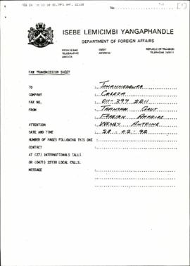 Transkei Govt: Structures and authorities responsible for Government in Transkei (attached to fax...