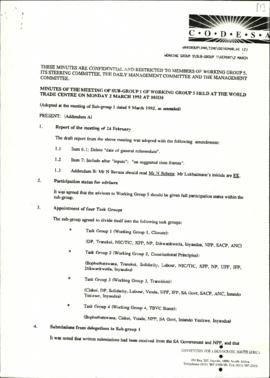 Minutes of the WG5 SG1 meeting held