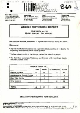 Human Rights Commission – Weekly Repression Report for Week No. 28 from 07/07/93 to 13/07/93