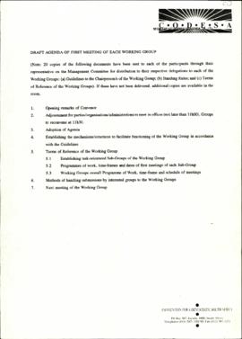 Draft Agenda of the first meeting of each working group